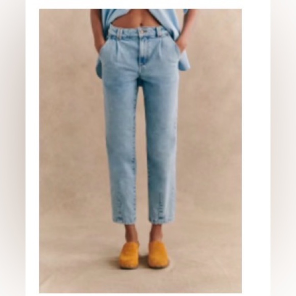 Sezane Light Blue Ankle Jeans Manu Trousers